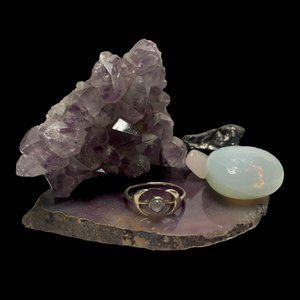 Triple Moon Goddess Moonstone Ring